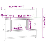 Mobile TV a Muro Nero 60,5x30x51 cm in Legno Multistrato