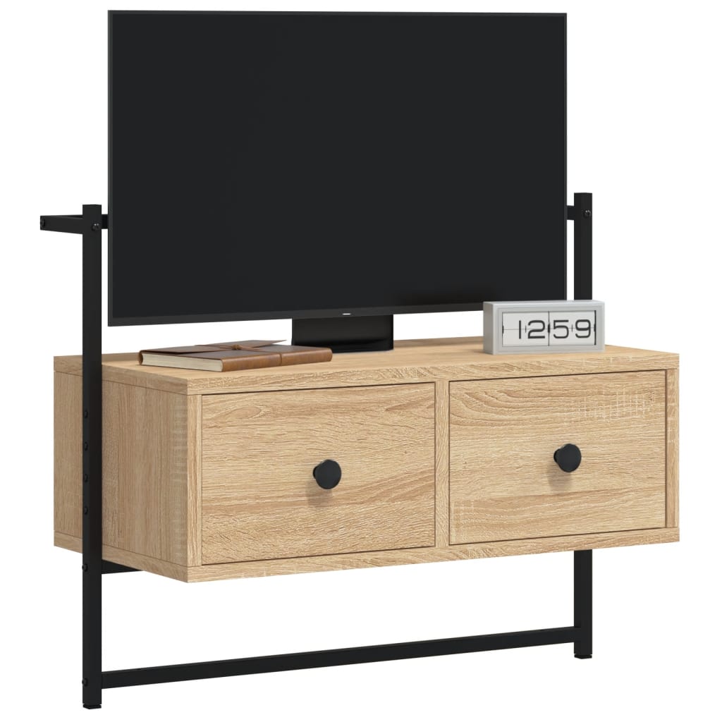 Mobile TV a Muro Rovere Sonoma 60,5x30x51 cm Legno Multistrato