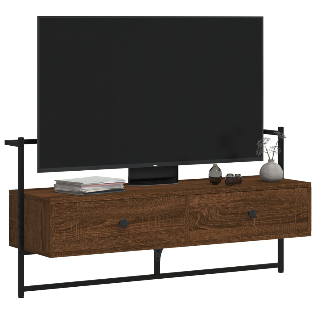 Mobile TV a Muro Rovere Marrone 100,5x30x51cm Legno Multistrato