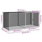 Gabbia Polli con Tetto Antracite 203x98x90 cm Acciaio Zincato