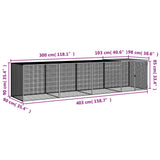 Gabbia Polli con Tetto Antracite 403x98x90 cm Acciaio Zincato