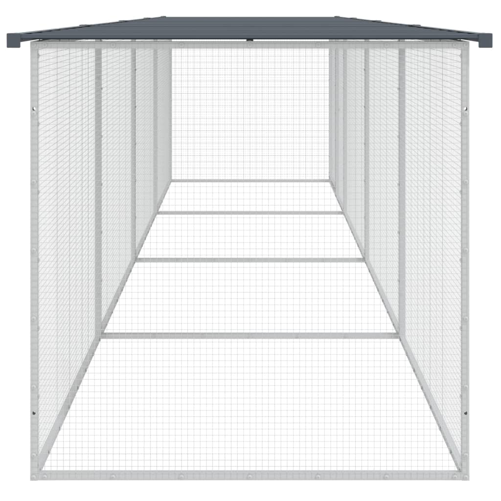 Gabbia Polli con Tetto Antracite 403x98x90 cm Acciaio Zincato