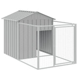 Casetta Cani Tetto Grigio Chiaro 117x405x123 cm Acciaio Zincato