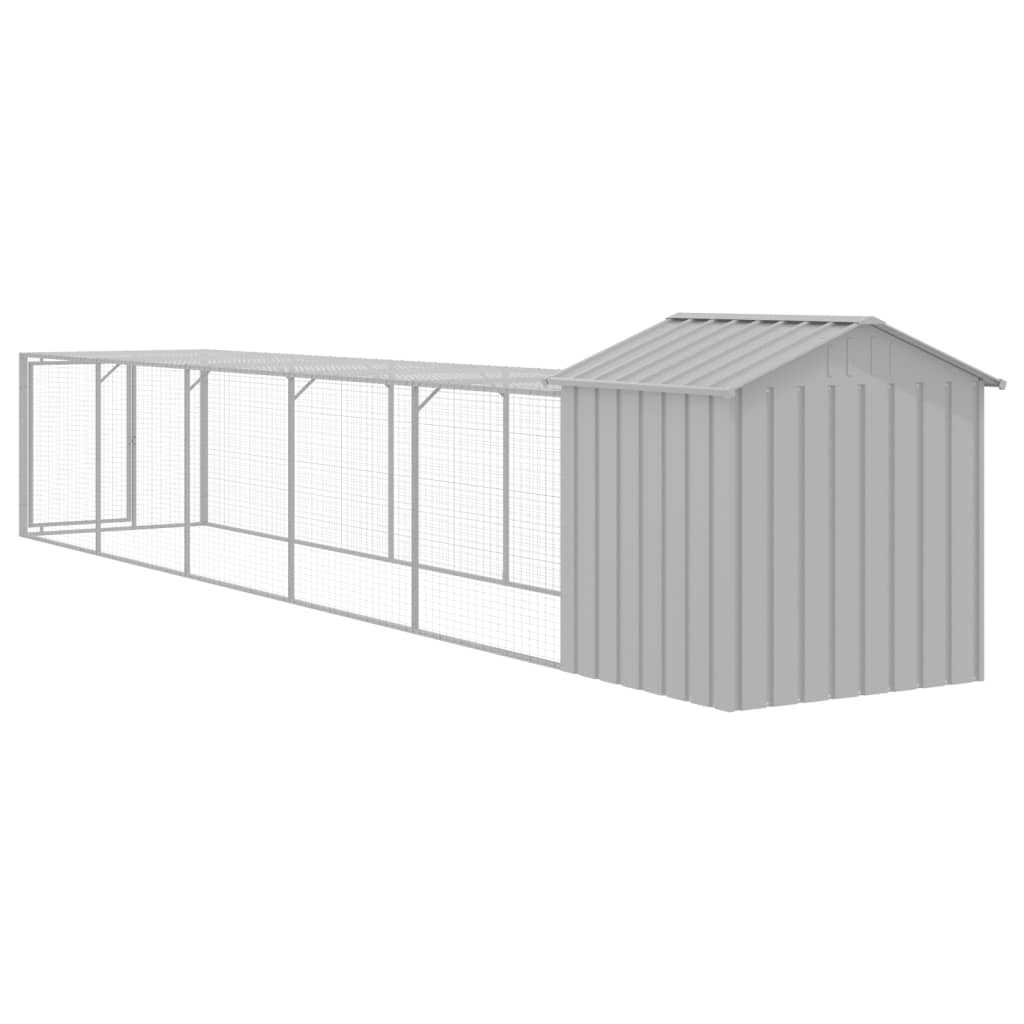 Pollaio Area Corsa Grigio Chiaro 117x609x123 cm Acciaio Zincato