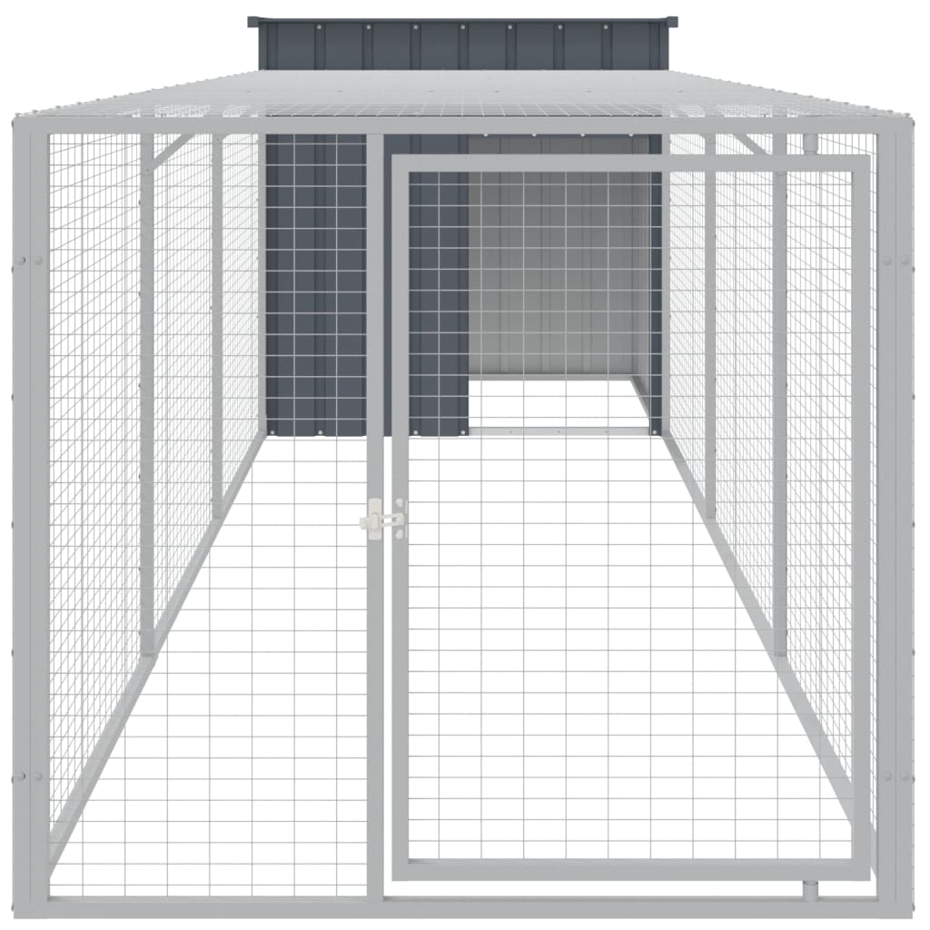 Pollaio con Area Corsa Antracite 110x405x110 cm Acciaio Zincato