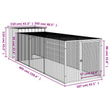 Pollaio con Area Corsa Antracite 110x405x110 cm Acciaio Zincato