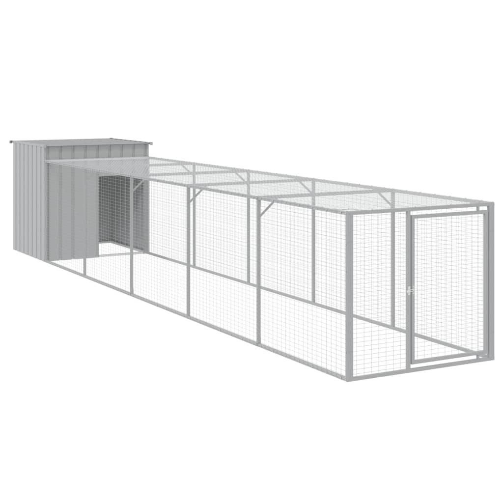 Pollaio Area Corsa Grigio Chiaro 110x609x110 cm Acciaio Zincato