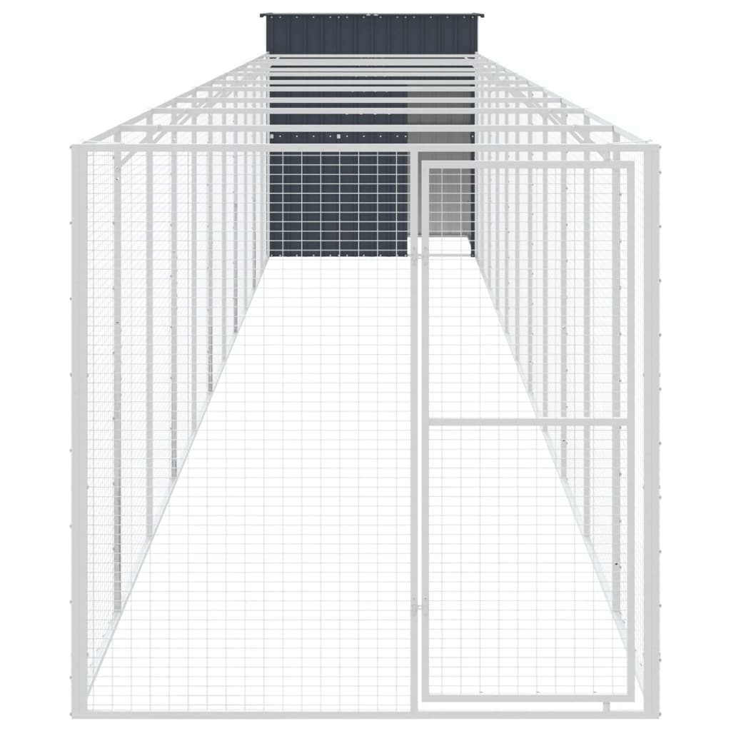 Casetta Cani con Corsa Antracite 165x1271x181cm Acciaio Zincato