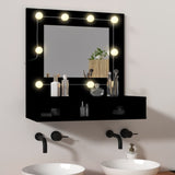 Mobile a Specchio con LED Nero 60x31,5x62 cm