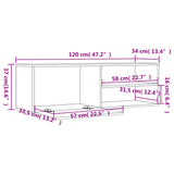 Mobile Porta TV Rovere Fumo 120x34x37 cm Legno Multistrato