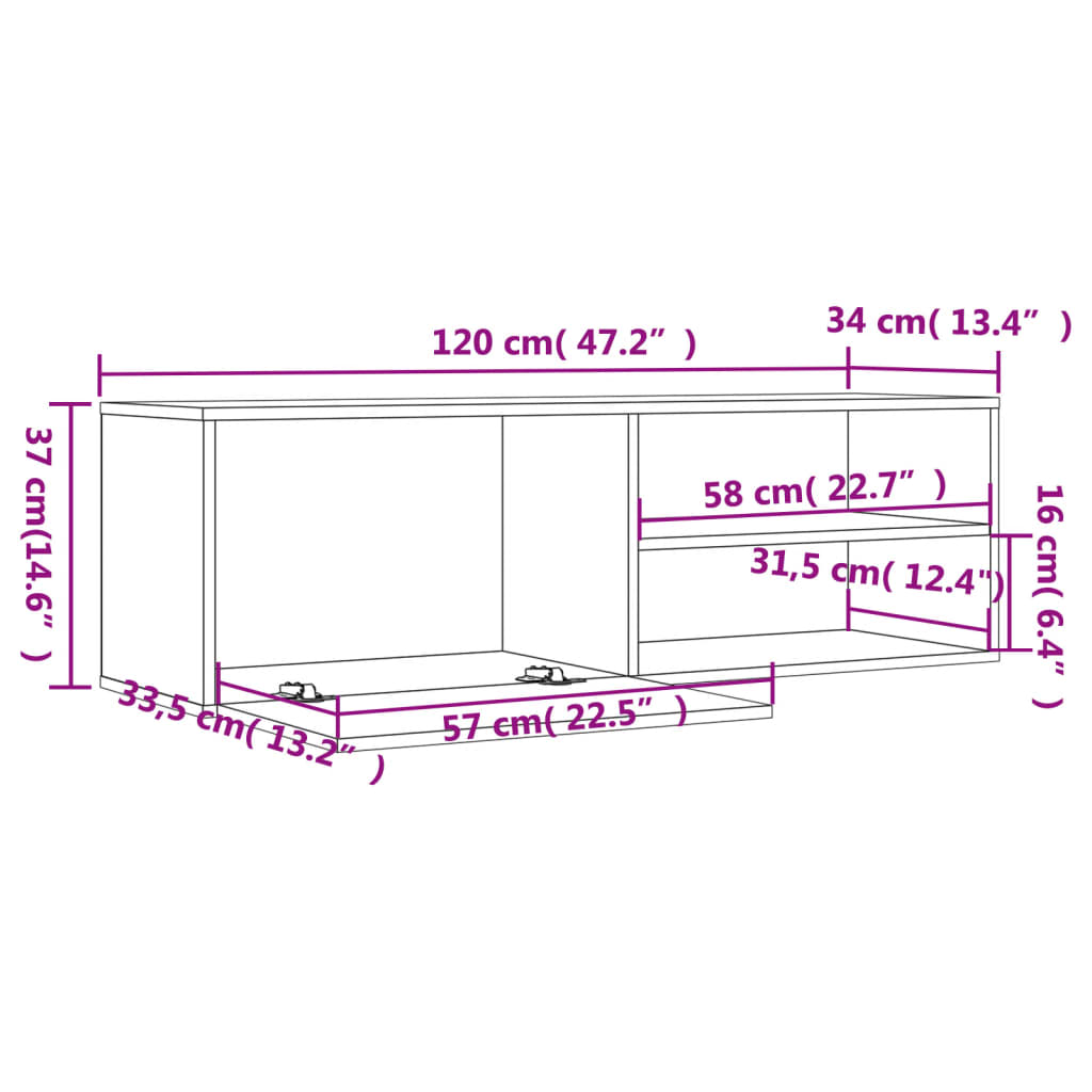 Mobile Porta TV Grigio Sonoma 120x34x37 cm in Legno Multistrato