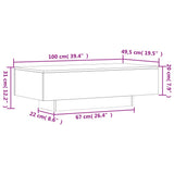 Tavolino Salotto Grigio Cemento 100x49,5x31cm Legno Multistrato