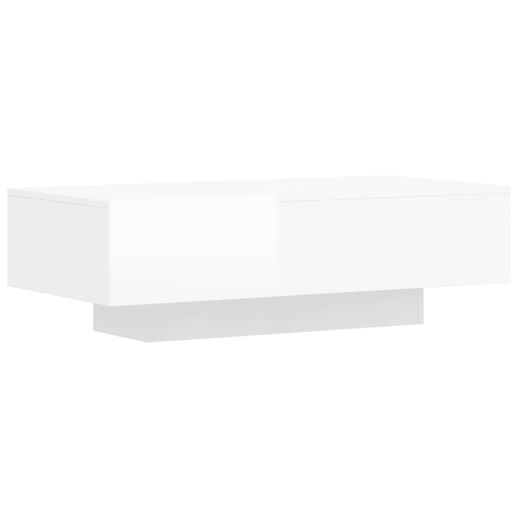 Tavolino Salotto Bianco Lucido 100x49,5x31 cm Legno Multistrato