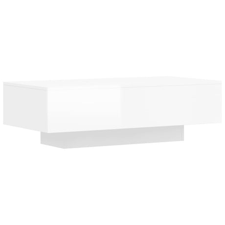 Tavolino Salotto Bianco Lucido 100x49,5x31 cm Legno Multistrato