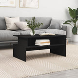 Tavolino da Salotto Nero 90x55x42,5 cm in Legno Multistrato