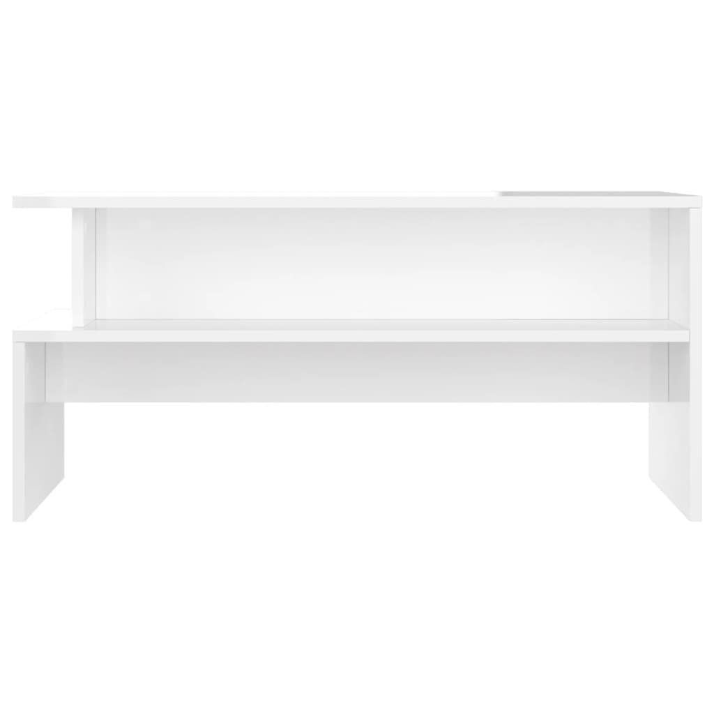 Tavolino Salotto Bianco Lucido 90x55x42,5 cm Legno Multistrato