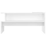 Tavolino Salotto Bianco Lucido 90x55x42,5 cm Legno Multistrato