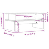 Tavolino Salotto Bianco Lucido 90x55x42,5 cm Legno Multistrato