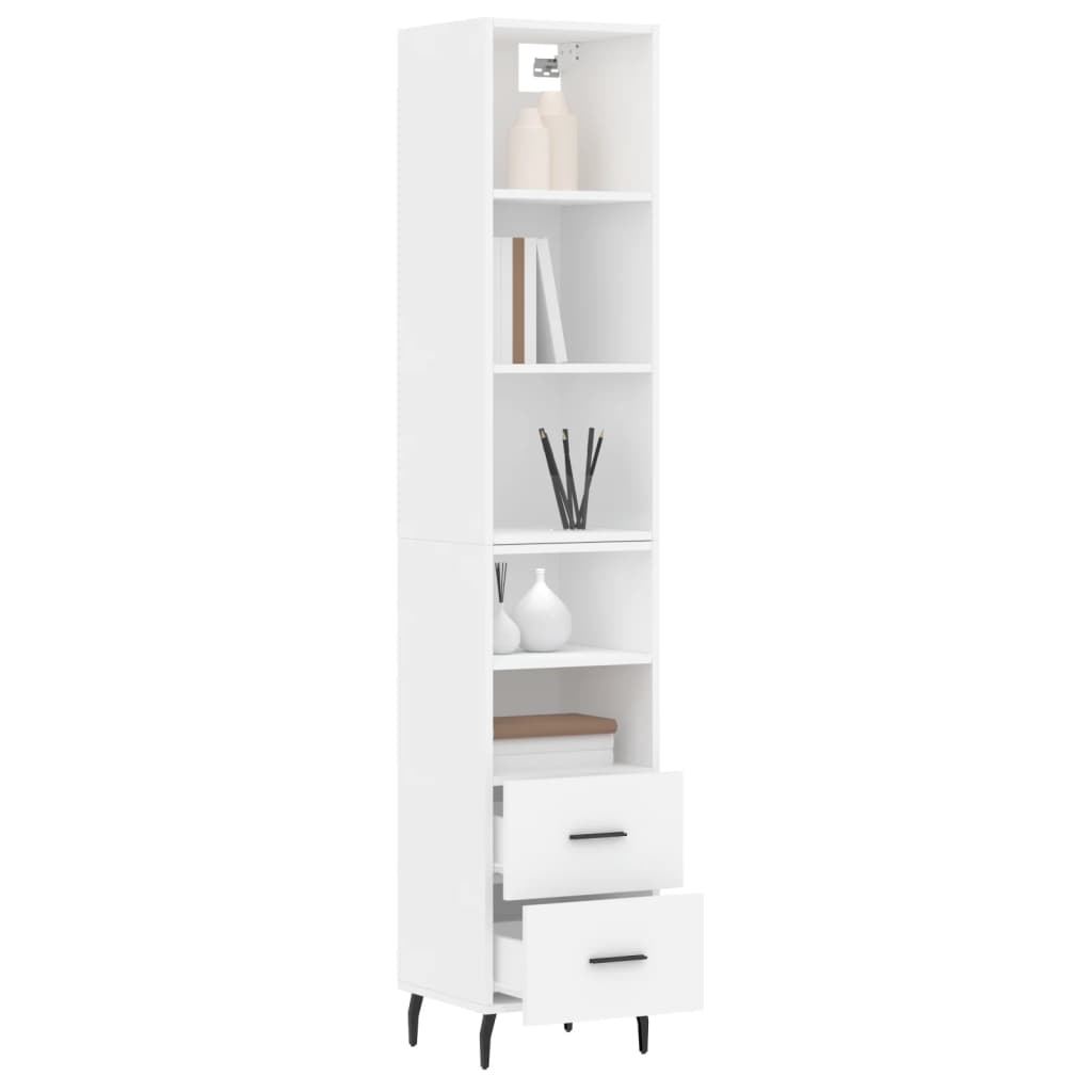 Credenza Bianca 34,5x34x180 cm in Legno Multistrato