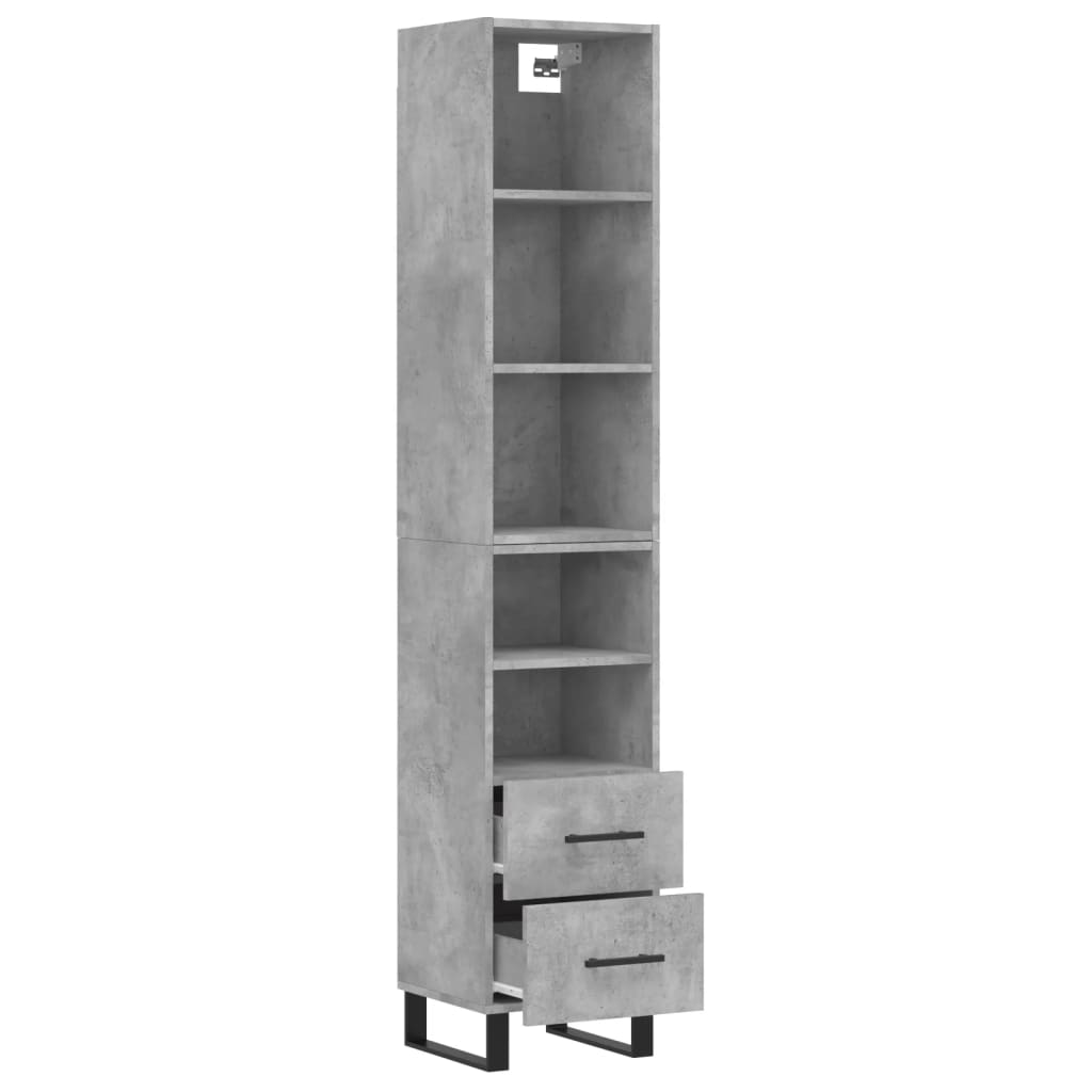 Credenza Grigio Cemento 34,5x34x180 cm in Legno Multistrato