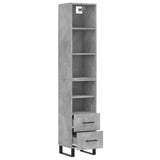 Credenza Grigio Cemento 34,5x34x180 cm in Legno Multistrato