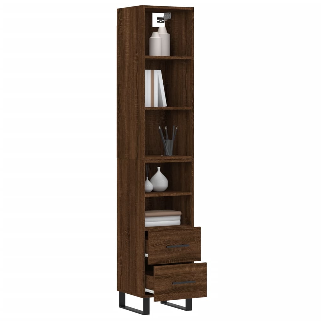 Credenza Rovere Marrone 34,5x34x180 cm in Legno Multistrato