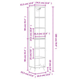 Credenza Grigio Cemento 34,5x32,5x180 cm in Legno Multistrato