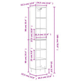 Credenza Rovere Fumo 34,5x32,5x180 cm in Legno Multistrato