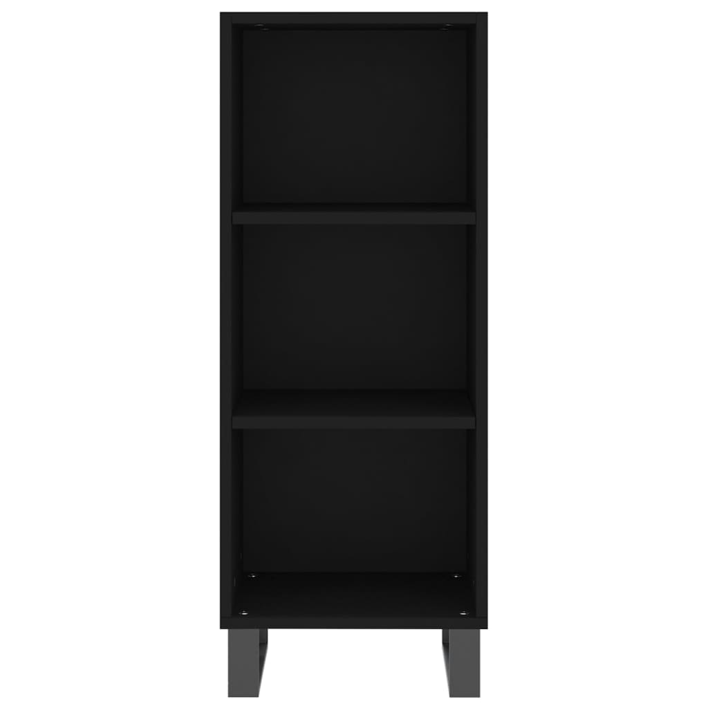 Credenza Nera 34,5x32,5x180 cm in Legno Multistrato
