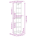 Credenza Nera 34,5x32,5x180 cm in Legno Multistrato
