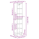 Credenza Grigio Sonoma 34,5x32,5x180 cm in Legno Multistrato