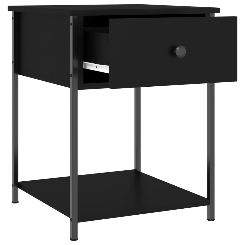 Comodino Nero 44x45x58 cm in Legno Multistrato