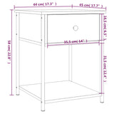 Comodino Rovere Fumo 44x45x58 cm in Legno Multistrato