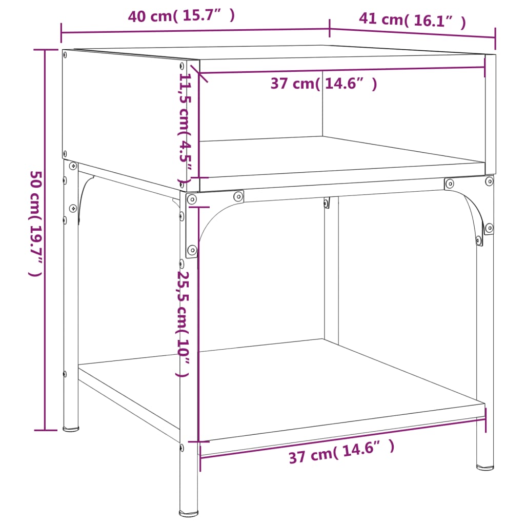 Comodino Grigio Sonoma 40x41x50 cm in Legno Multistrato