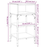 Comodino Rovere Fumo 35x34,5x70 cm in Legno Multistrato