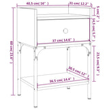 Comodino Rovere Fumo 40,5x31x60 cm in Legno Multistrato