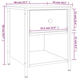 Comodino Rovere Fumo 40x42x50 cm Legno Multistrato