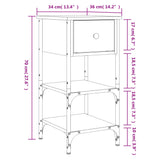 Comodino Rovere Fumo 34x36x70 cm in Legno Multistrato