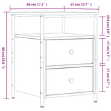 Comodino Rovere Fumo 44x45x60 cm in Legno Multistrato