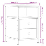 Comodino Rovere Fumo 34x35,5x50 cm in Legno Multistrato