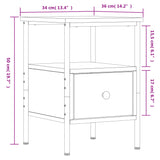 Comodino Rovere Marrone 34x35,5x50 cm in Legno Multistrato