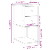 Comodino Rovere Fumo 32x42x70 cm Legno Multistrato