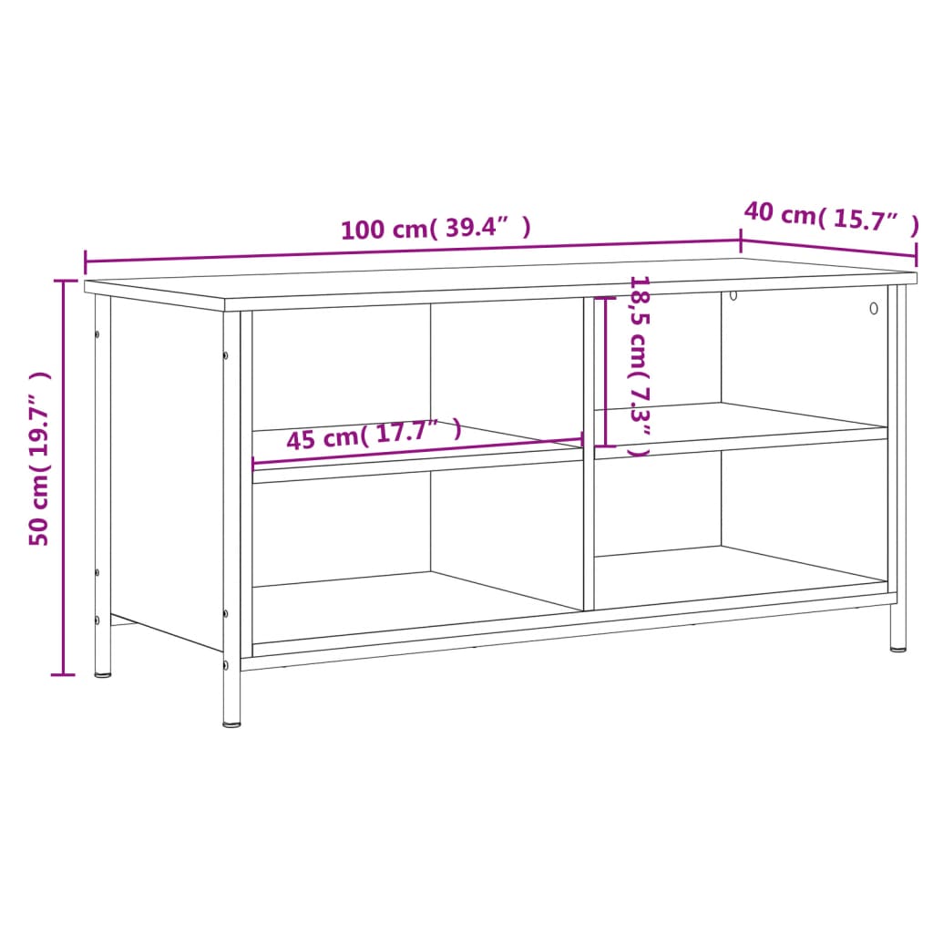 Mobile TV Rovere Fumo 100x40x50 cm in Legno Multistrato