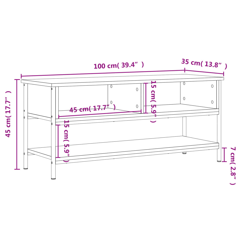 Mobile Porta TV Rovere Marrone 100x35x45cm in Legno Multistrato