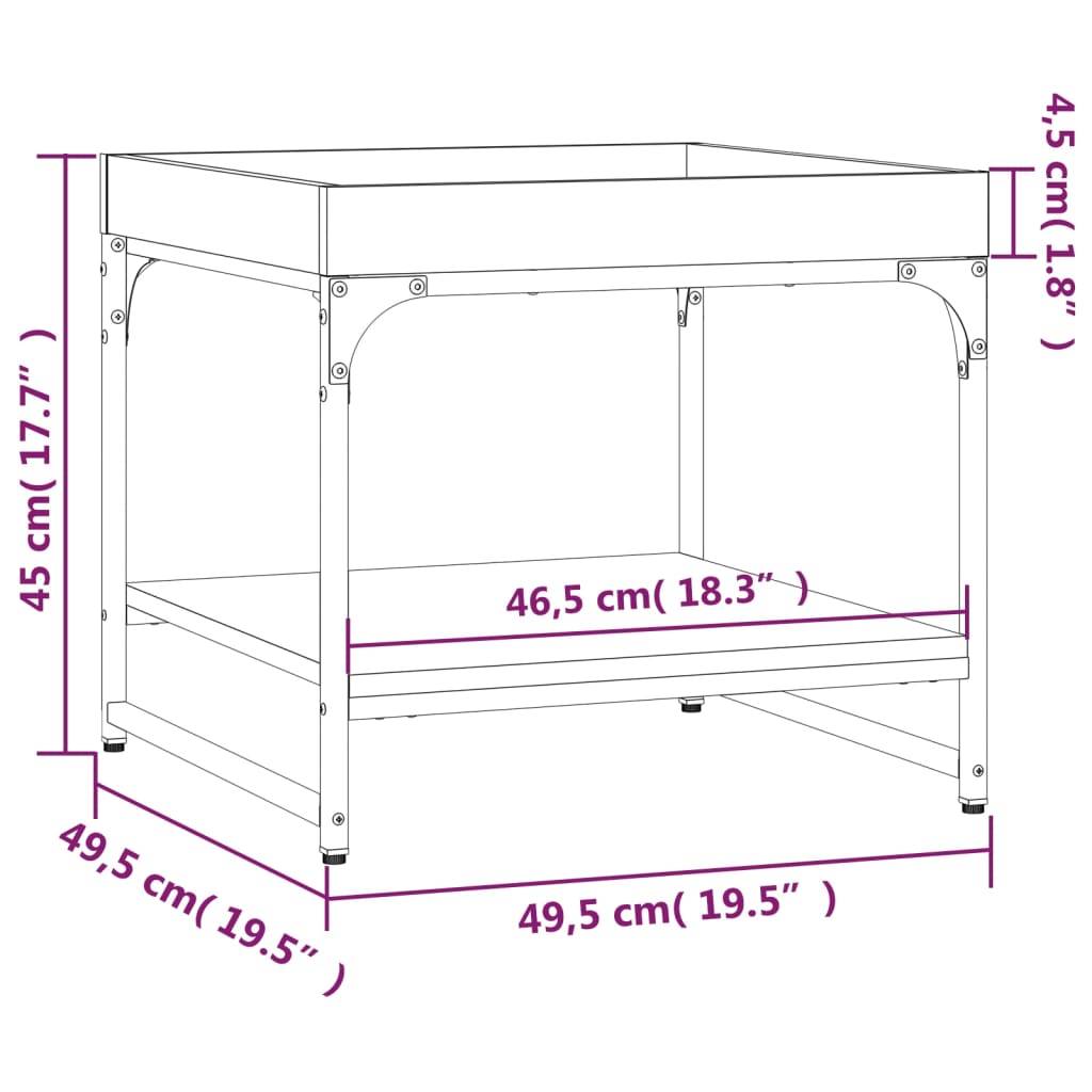 Tavolino Salotto Rovere Sonoma 49,5x49,5x45cm Legno Multistrato