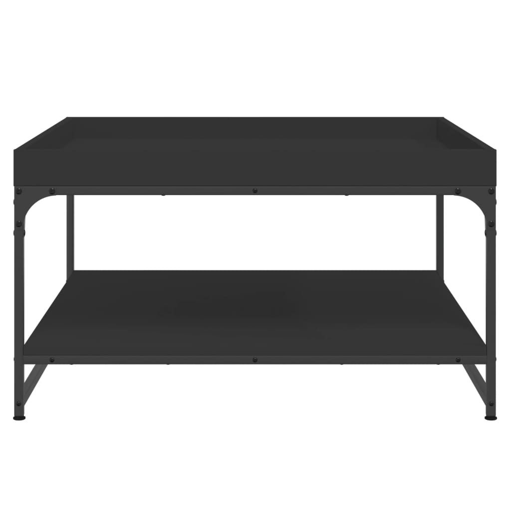 Tavolino da Salotto Nero 80x80x45 cm Legno Multistrato e Ferro