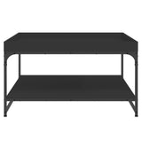 Tavolino da Salotto Nero 80x80x45 cm Legno Multistrato e Ferro