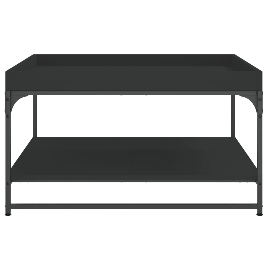 Tavolino da Salotto Nero 80x80x45 cm Legno Multistrato e Ferro