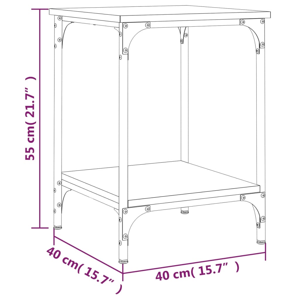 Tavolino da Salotto Nero 40x40x55 cm in Legno Multistrato