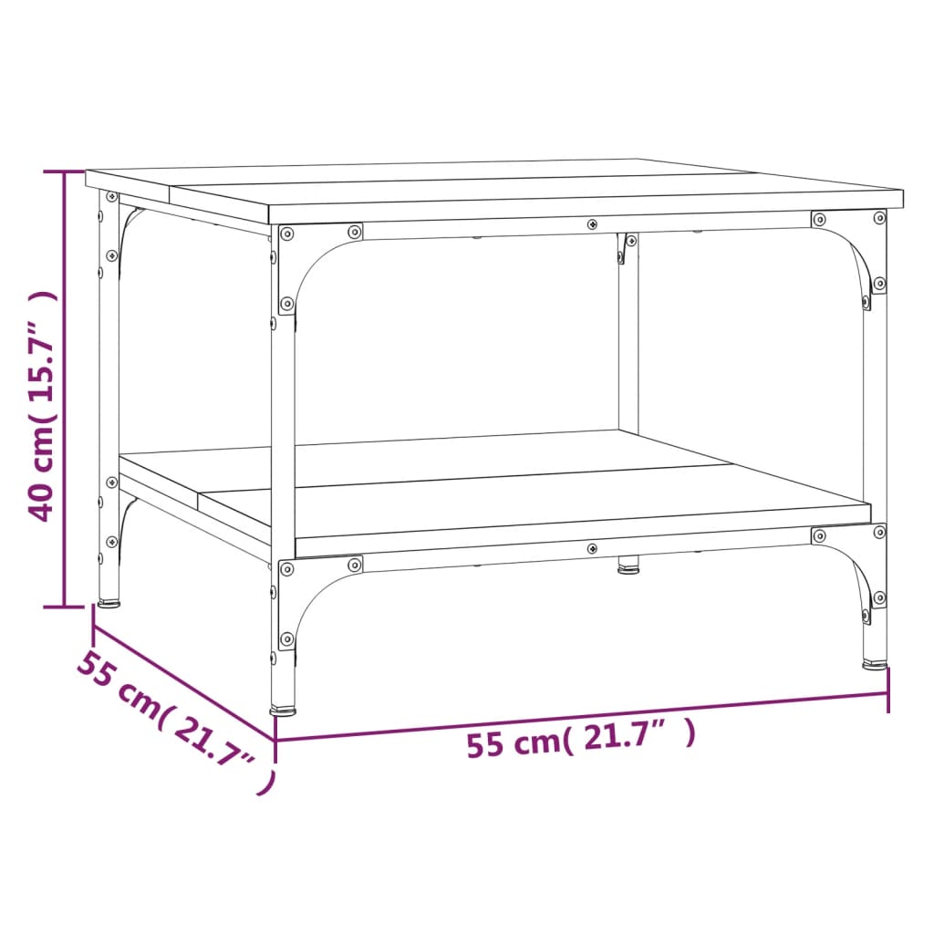 Tavolino da Salotto Nero 55x55x40 cm in Legno Multistrato